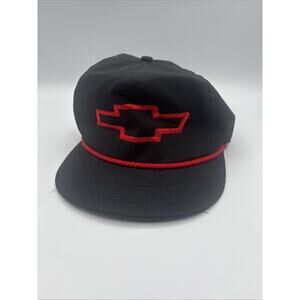 Vintage Cruisin Sports USA Chevy Red Rope Black Hat 80s Racing Logo Cap - Slider